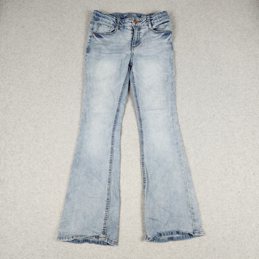 Falls Creek Flare Jeans Junior 12 Light Blue Denim Whiskering Stretch Streetwear